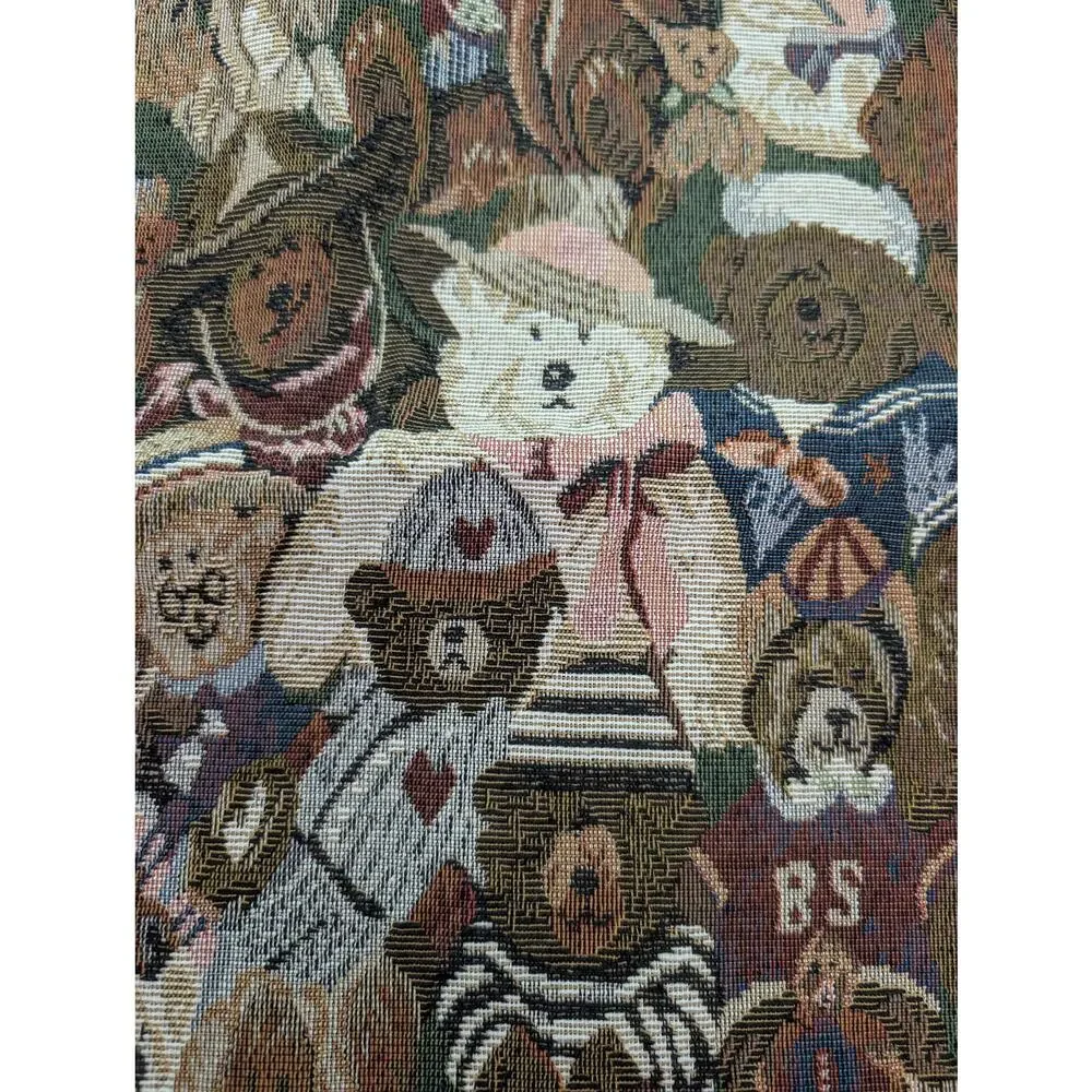 Vintage Teddy Bear Jacquard Tapestry Woven Fabric Material Remnant 60x30inch